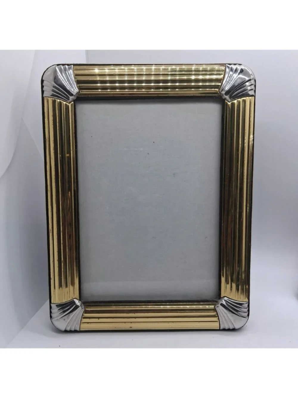 Set Of 4 Vintage Brass & Silver Metal Picture Frames Art Deco Mid Century
